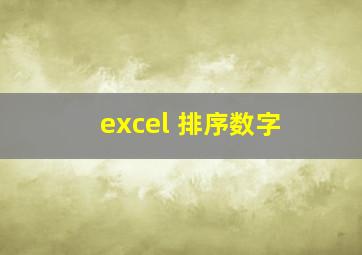 excel 排序数字